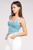2 Way Neckline Washed Ribbed Cropped Tank Top- 8 Colors