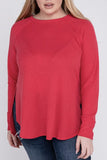 Plus Size Melange Baby Waffle Long Sleeve Top-5 Colors