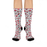 Valentine's Heart Print Cushioned Crew Socks