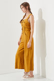 SLEEVELESS SQUARE NECK BUTTON DOWN ANKLE JUMPSUIT-BLACK OR MUSTARD