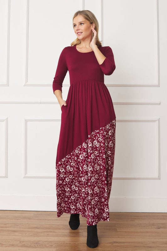 Asymmetrical Leopard Accent Maxi Dress (4 Colors)