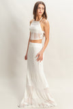 Knitted Snug Fit Top & Skirt Set- White (Pre-Order)