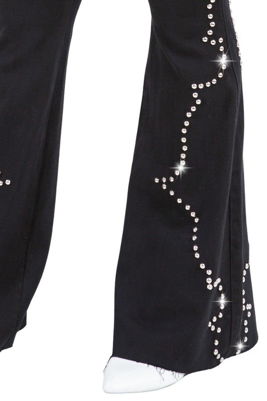Silver Studded Bell Bottom - Inseam 32