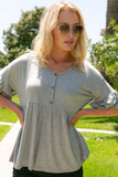 PLUS SIZE SOLID TULIP SLV BABYDOLL TOP-4 COLORS