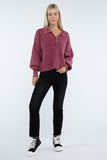 Washed Collared Henley Sweater Top- 6 Colors