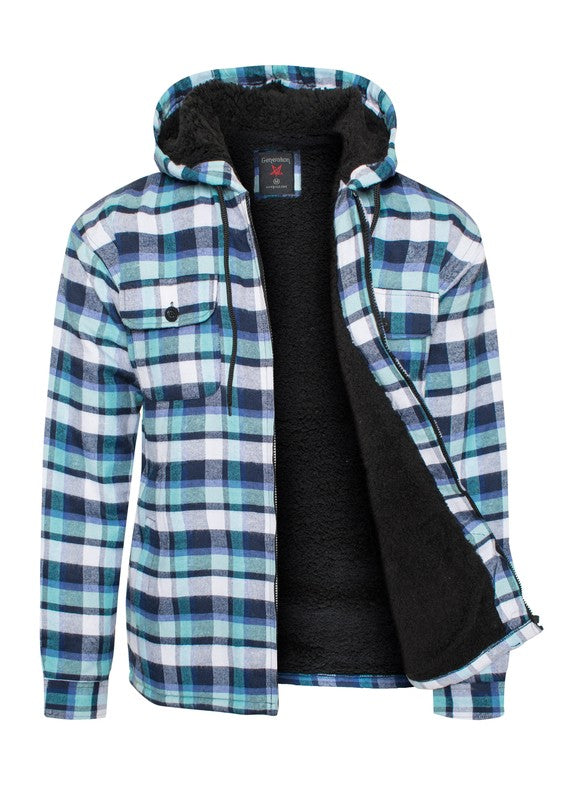 Men's Flannel Sherpa Lining Jacket- 8 Colors