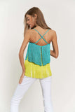 Fringe Overlay Cross Straps Party Cami Top- 2 Colors
