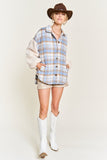 Multi Plaid Fuzzy Sleeve Jacket-2 Colors