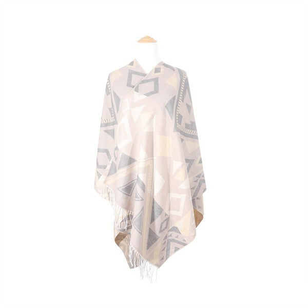 TRIBAL PRINT PONCHO- 3 COLORS