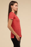 Washed Melange Burnout Scoop V-Neck Top- 7 Colors