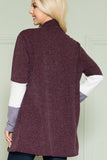 Plus Size Solid Plaid Contrast Long Sleeve Cardigan- 2 Colors