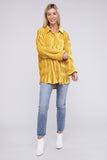 Wrinkle Effect Tiered Shirring Velvet Shirt-3 Colors