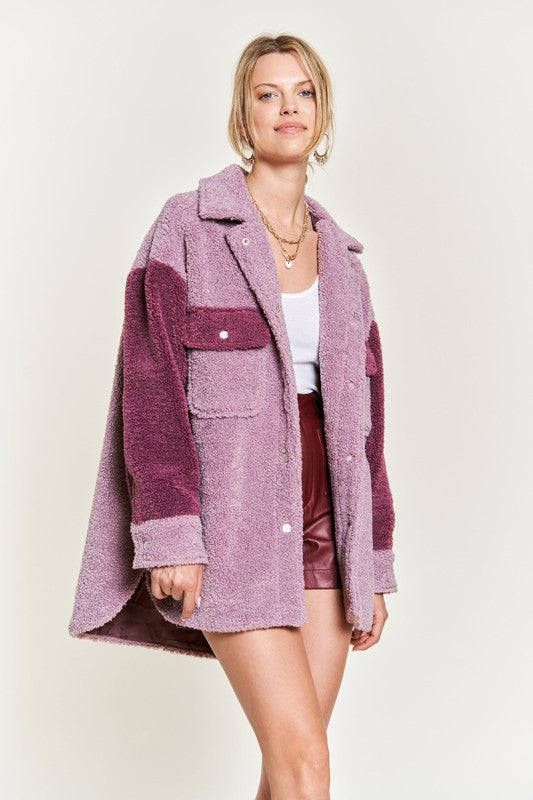 Colorblock Sherpa Jacket -2 Colors