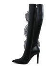 Chinkara Sheer Big Rose Detail Long Boots- 3 Colors