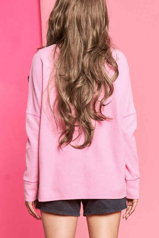 Button Down Side Slit Pullover Knit Top-3 Colors