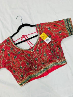 Pink Kanjeevaram silk blouse