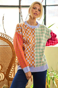 Plus Size Patchwork Oversized Sweater Top