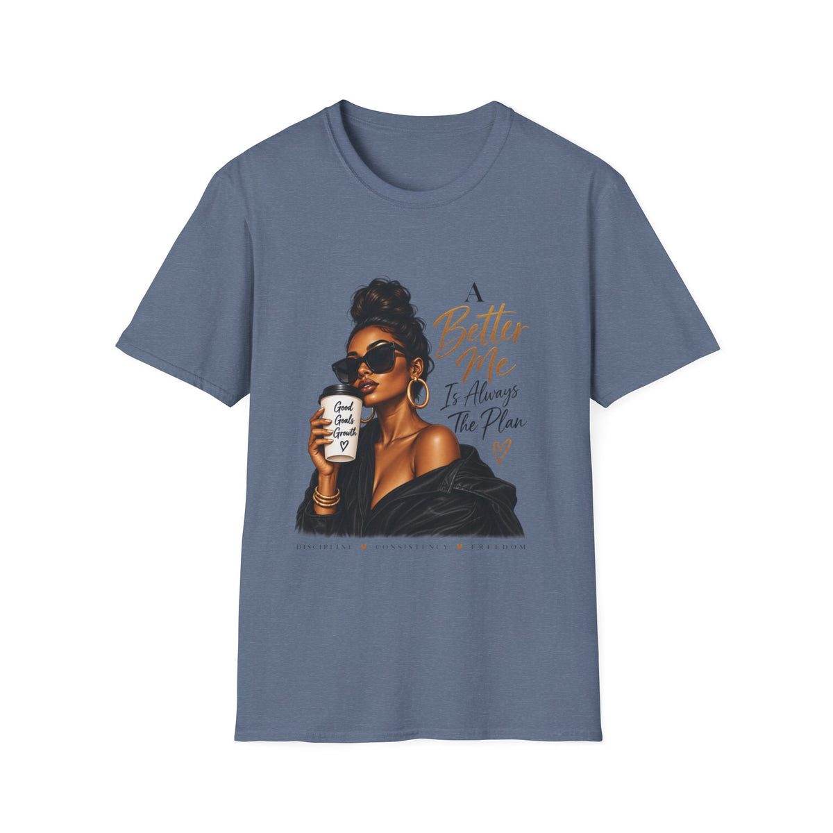 Inspirational Graphic Tee — “A Better Me” Coffee Girl T-Shirt