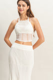 Knitted Snug Fit Top & Skirt Set- White (Pre-Order)
