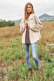 Crochet Floral Printed Long Sleeve Knit Cardigan- 2 Colors
