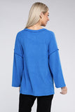 Ribbed Brushed Melange Hacci Henley Sweater- 5 Colors