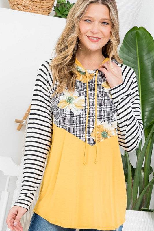 FLORAL STRIPE MIXED SWEATSHIRTS