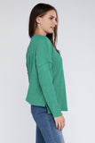 Ribbed Brushed Melange Hacci Sweater with a Pocket-5 Colors