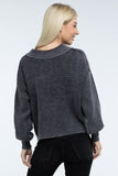 Washed Collared Henley Sweater Top- 6 Colors