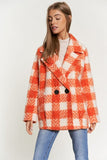 Fuzzy Boucle Textured Double Breasted Coat Jacket- 3 Colors