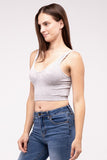 Washed Ribbed Cropped V-Neck Tank Top-4 Colors