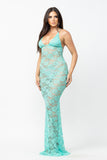 Mint Lace Maxi Dress Lingerie (Pre-Order)