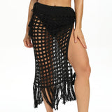 CROCHET SKIRT WITH TINSELS COVER UP-3 COLORS