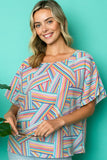 MULTI GEO PRINT WOVEN KIMONO TOP-2 COLORS