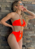 CHAIN LACE ONE PIECE SWIMSUIT-2 COLORS