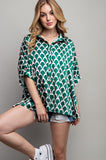 LIGHT SATIN PRINT BUTTON DOWN SHIRT-2 COLORS