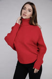 Viscose Dolman Sleeve Turtleneck Sweater Top- 5 Colors