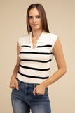 Striped Polo Vest Top- 3 Colors