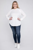 Plus Size Melange Baby Waffle Long Sleeve Top-5 Colors