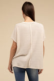 Dolman Short Sleeve Jacquard Sweater Top- 3 Colors