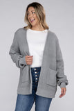 Plus Size Low Gauge Waffle Open Cardigan Sweater-5 Colors