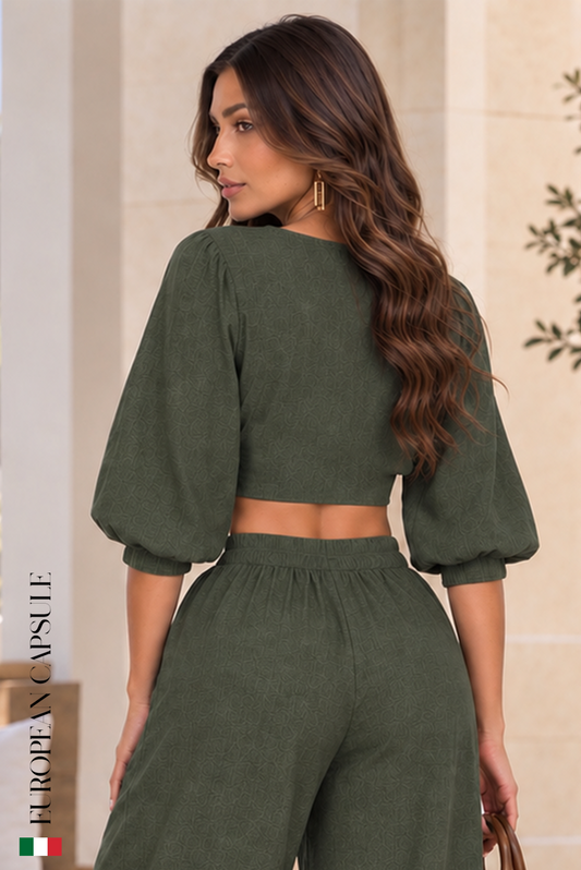 Italian Linen Lombardia Top- Olive