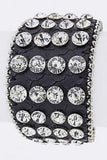 Encrusted Crystals Leather Cuff