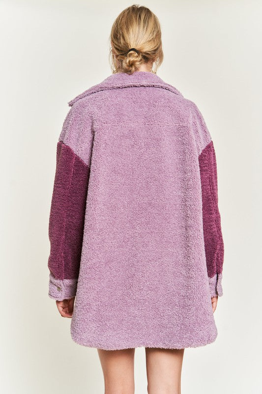 Plus Size Colorblock Sherpa Jacket - 2 Colors Available