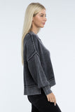 Washed Side Slit Oversized Cropped Sweater Top- 2 Colors