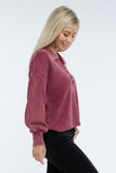 Washed Collared Henley Sweater Top- 6 Colors