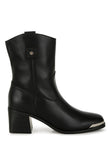 Iliad Genuine Leather Metallic Accent Ankle Boots