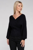 Viscose Cross Wrap Pullover Sweater Top- 4 Colors