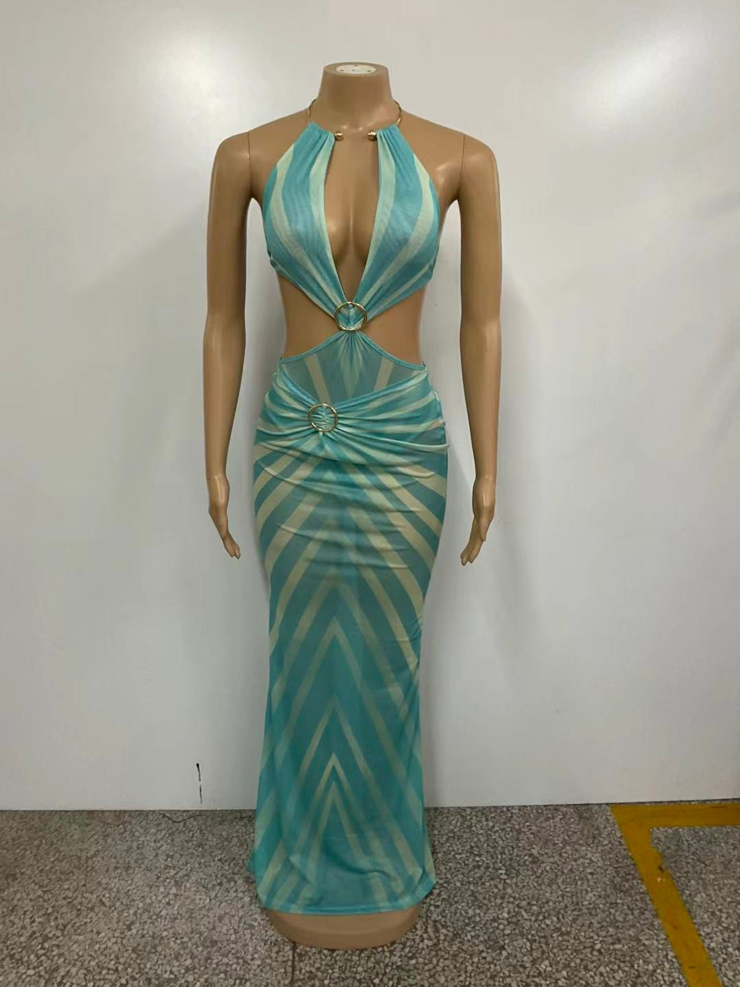 Mirage Cut-Out Swimwear Skirt Set- Blue
