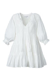 Off White Tiered Tasseled Mini Dress