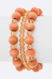 Mix Bead Stretch Bracelets Set-6 Colors